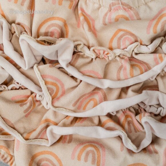 Ollie Jay Cross Straps Ruffle Summer Romper Cream Muted Rainbow 12-18M - Picture 5 of 8